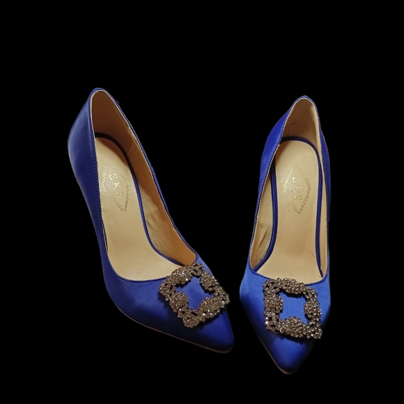 NWOT EKS Royal Satin Pumps W/Rhinestone Embellishments On Toe. - Picture 8 of 16